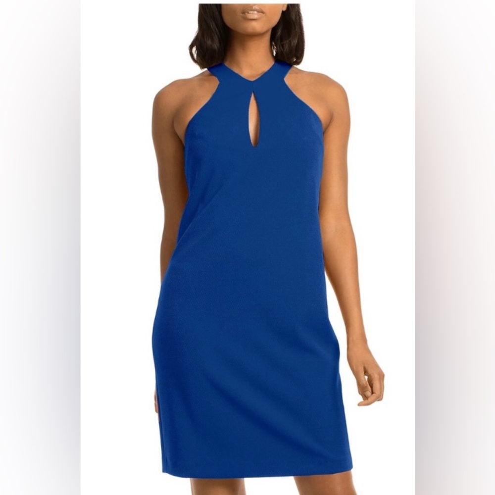 EUC Trina Turk blue keyhole detail halter dress